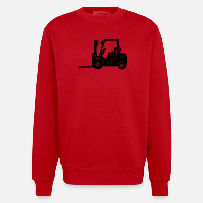 Gabelstapler Gabelstapler, Griff, Gabelstapler - Heavyweight Oversized Organic Crew Neck Made in EU - Rot