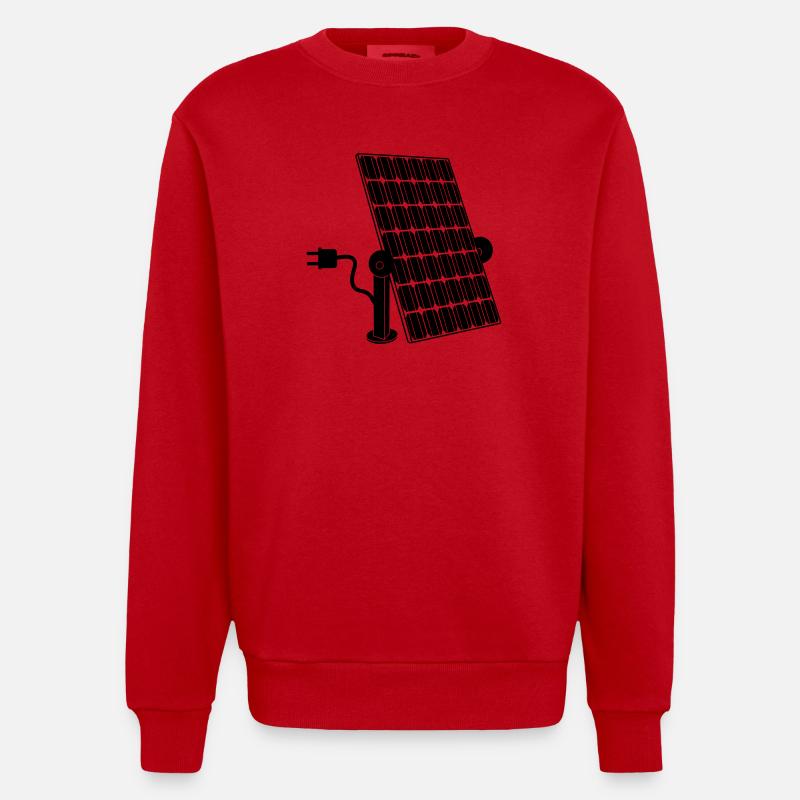 Solar panel with plug - Heavyweight Oversized Organic Crew Neck Made in EU - red