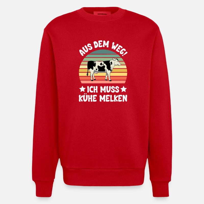 Kuh Kühe - Heavyweight Oversized Organic Crew Neck Made in EU - Rot
