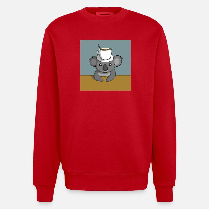Koala Kaffeepause - Heavyweight Oversized Organic Crew Neck Made in EU - Rot