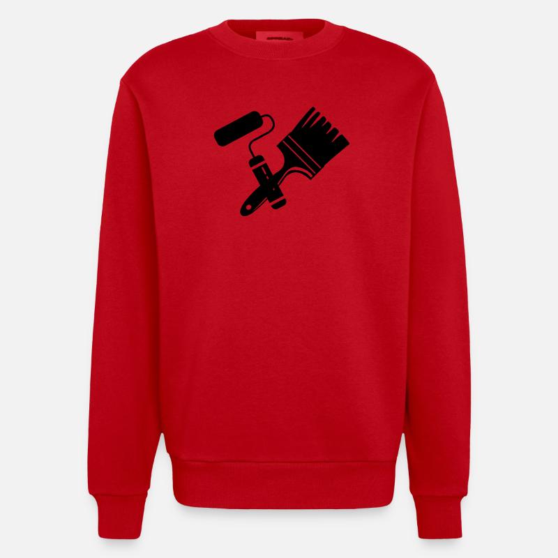 Tool Painter Walze und Pinsel Logo - Heavyweight Oversized Organic Crew Neck Made in EU - Rot