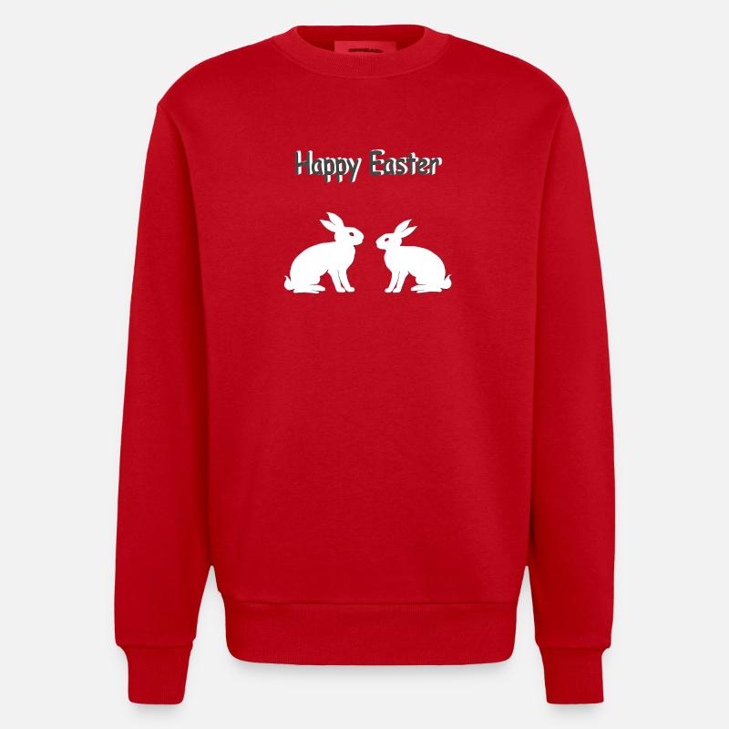 ostersprüche, Happy easter Osterhasen - Heavyweight Oversized Organic Crew Neck Made in EU - Rot