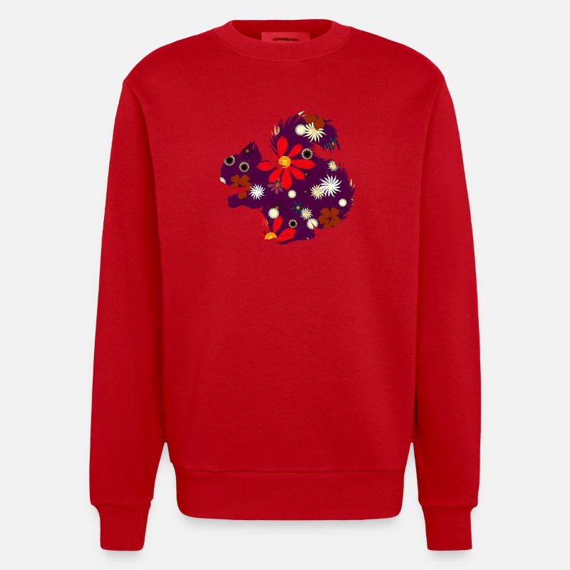 Herbstoutfit freizeit, eichhörnchchen design - Heavyweight Oversized Organic Crew Neck Made in EU - Rot