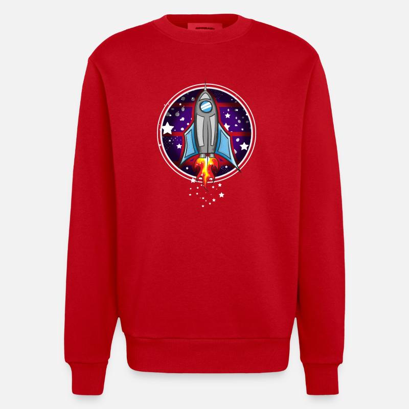 Rakete - Heavyweight Oversized Organic Crew Neck Made in EU - Rot