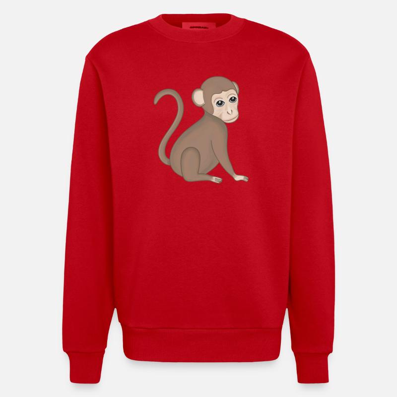 Affe Baby Äffchen - Heavyweight Oversized Organic Crew Neck Made in EU - Rot
