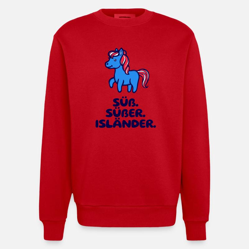 Islandponys Statement Isländer Islandpferde Pony - Heavyweight Oversized Organic Crew Neck Made in EU - Rot