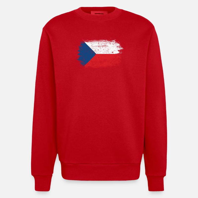 Coup de pinceau Drapeau tchèque - Sweat bio épais oversize fabriqué en UE - rouge