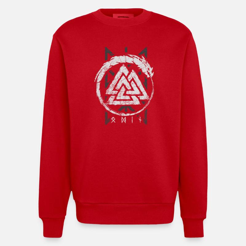 Valknut Ouroboros - Sweat bio épais oversize fabriqué en UE - rouge