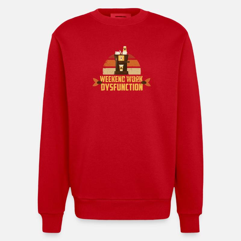 Weekend work ! Dysfunction - Heavyweight Oversized Organic Crew Neck Made in EU - red