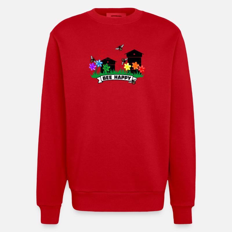 Honiggewächshäuser und Blumen - Heavyweight Oversized Organic Crew Neck Made in EU - Rot