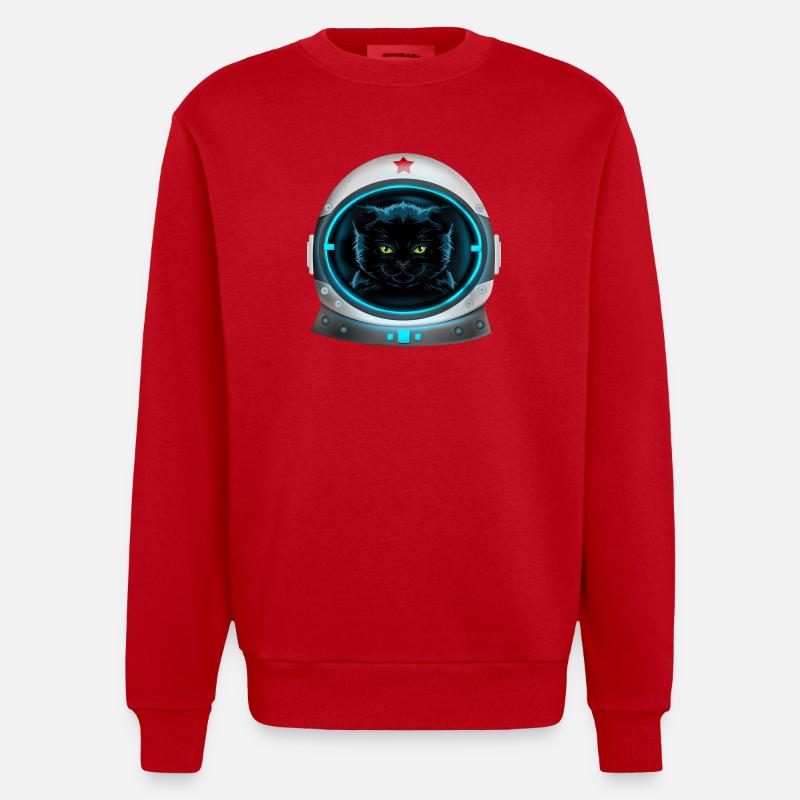 angry space cat astronaut - Heavyweight Oversized Organic Crew Neck Made in EU - red