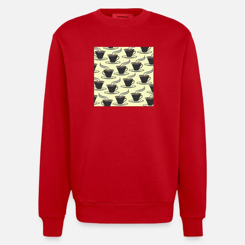 tolle küchenmuster, kaffeetassenmuster - Heavyweight Oversized Organic Crew Neck Made in EU - Rot