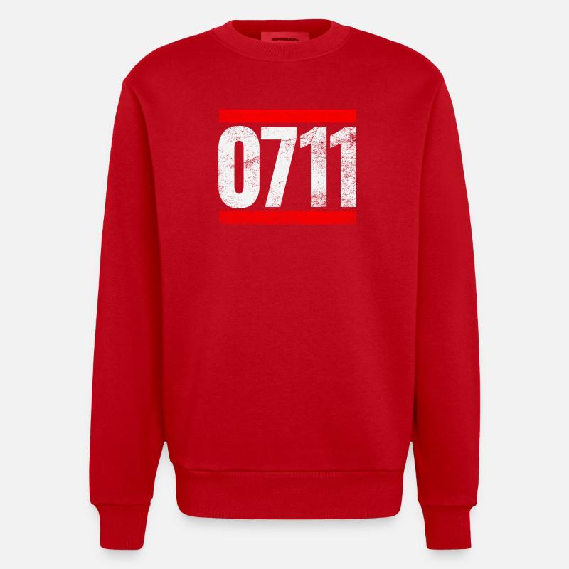 0711 Stuttgart, Germany - Heavyweight Oversized Organic Crew Neck Made in EU - red