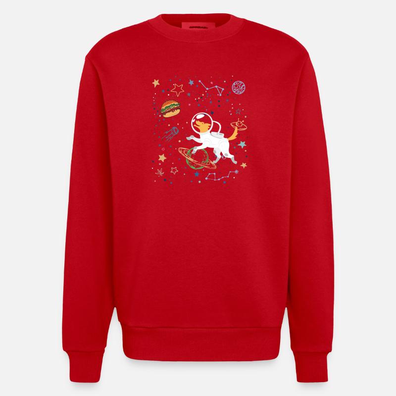 Space Explorer mit Astronaut Fox - Heavyweight Oversized Organic Crew Neck Made in EU - Rot