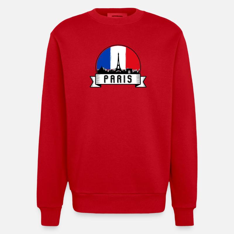 Emblem der Pariser Skyline - Heavyweight Oversized Organic Crew Neck Made in EU - Rot