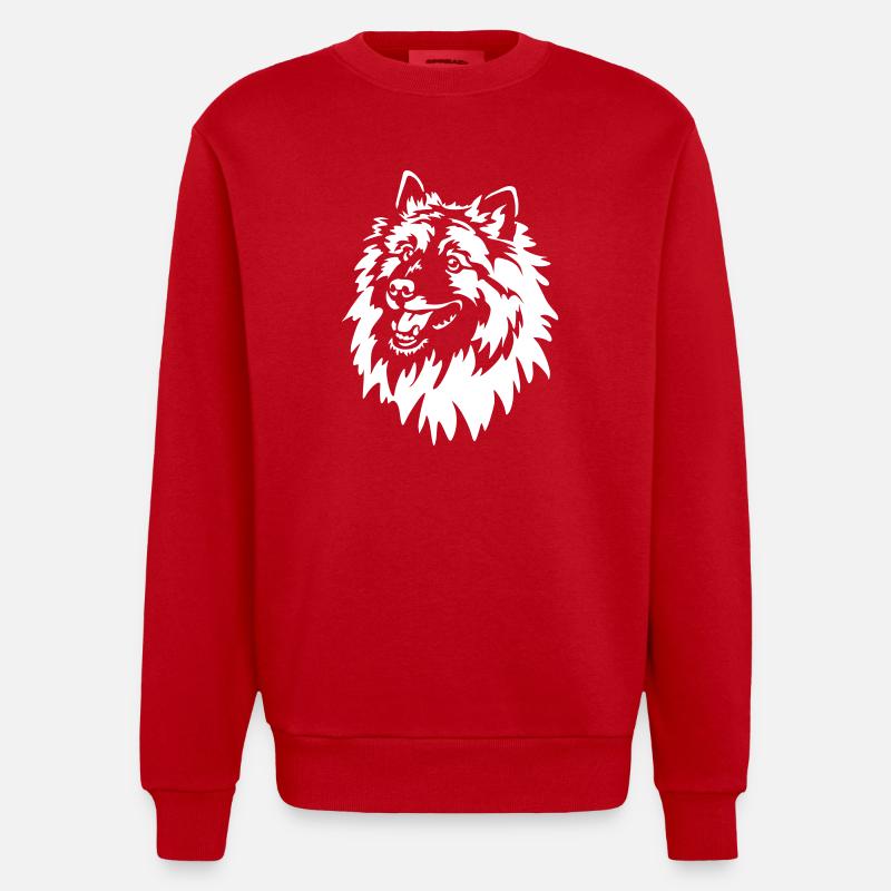 Wolfsspitz Kopf "Black Edition" - Heavyweight Oversized Organic Crew Neck Made in EU - Rot