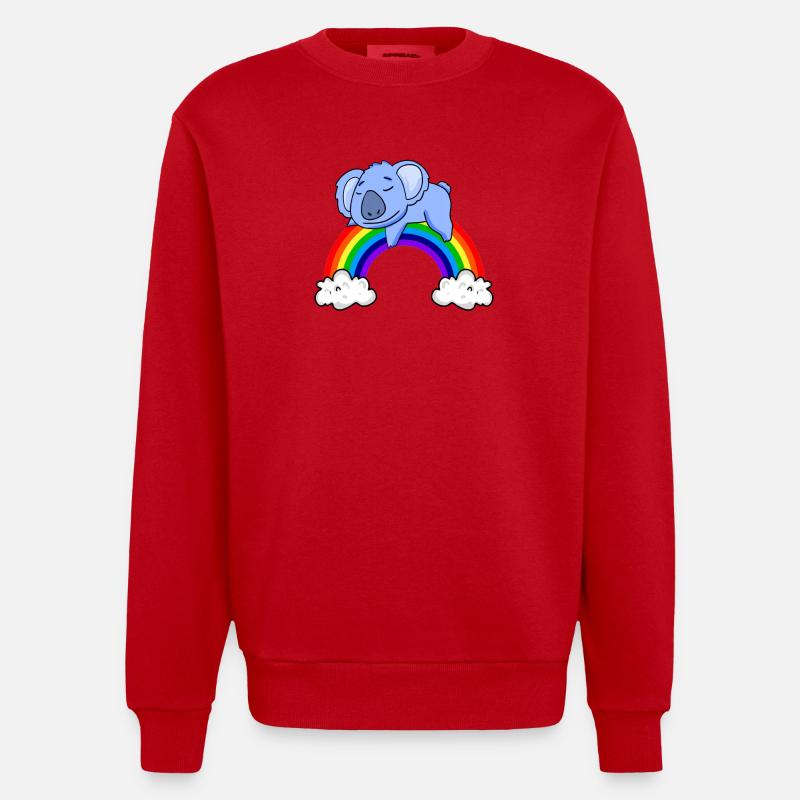 Koala arc-en-ciel - Sweat bio épais oversize fabriqué en UE - rouge