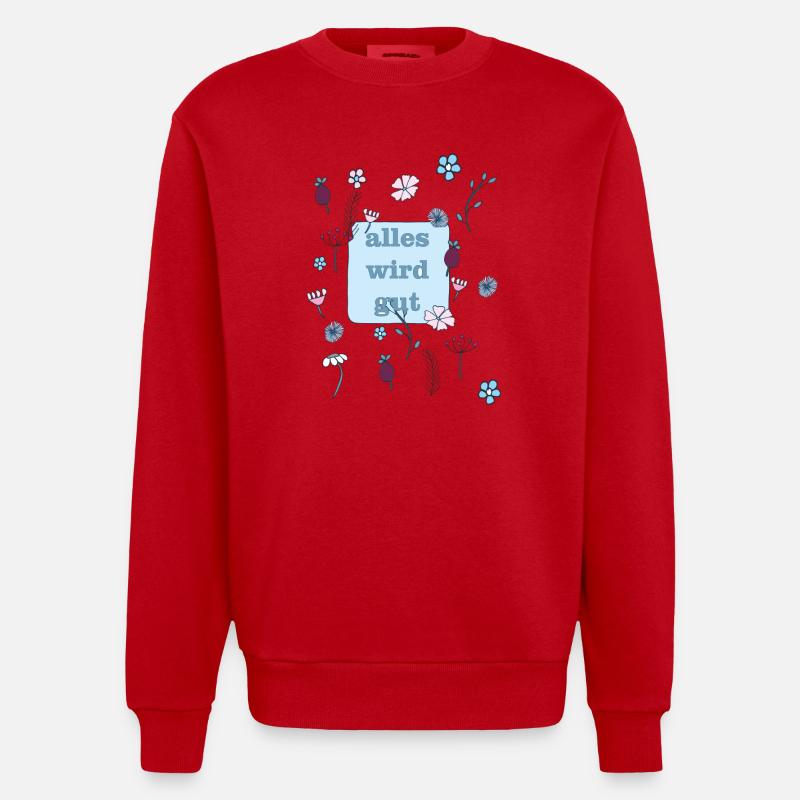 alles wird gut in blau - Heavyweight Oversized Organic Crew Neck Made in EU - Rot