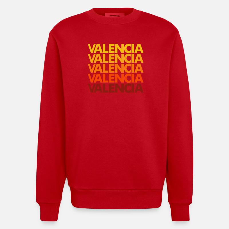 Valencia Gradient Font Stack - Heavyweight Oversized Organic Crew Neck Made in EU - red