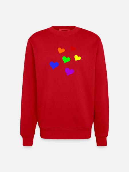 Cœurs LGBT - Sweat bio épais oversize fabriqué en UE - rouge