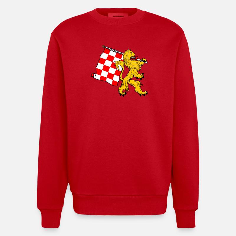Lion avec drapeau Brabant-Septentrional Drapeau brabançon - Sweat bio épais oversize fabriqué en UE - rouge