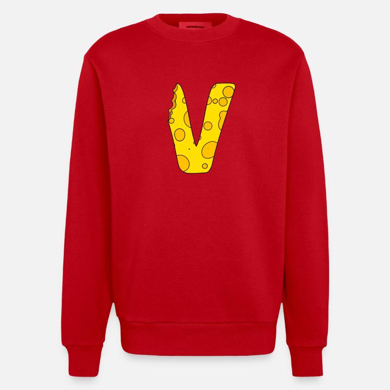 Lettre V - Sweat bio épais oversize fabriqué en UE - rouge