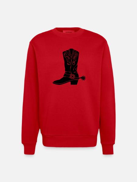 Cowboy western boot - Heavyweight Oversized Organic Crew Neck Made in EU - red