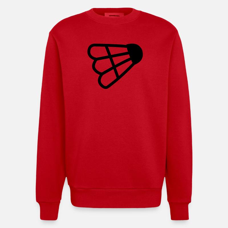 Badminton einfaches Shuttle-Logo - Heavyweight Oversized Organic Crew Neck Made in EU - Rot
