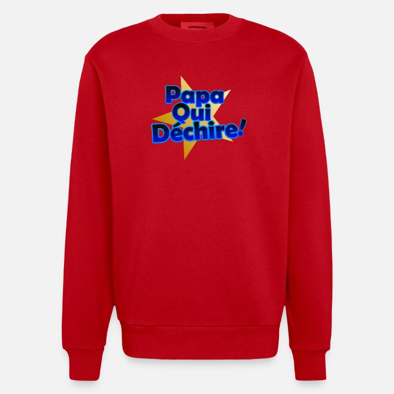 Papa Qui Déchire en Éclats - Sweat bio épais oversize fabriqué en UE - rouge
