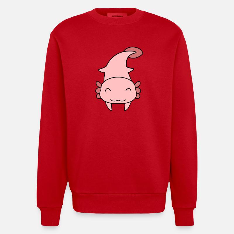 Süßes Axolotl - Heavyweight Oversized Organic Crew Neck Made in EU - Rot