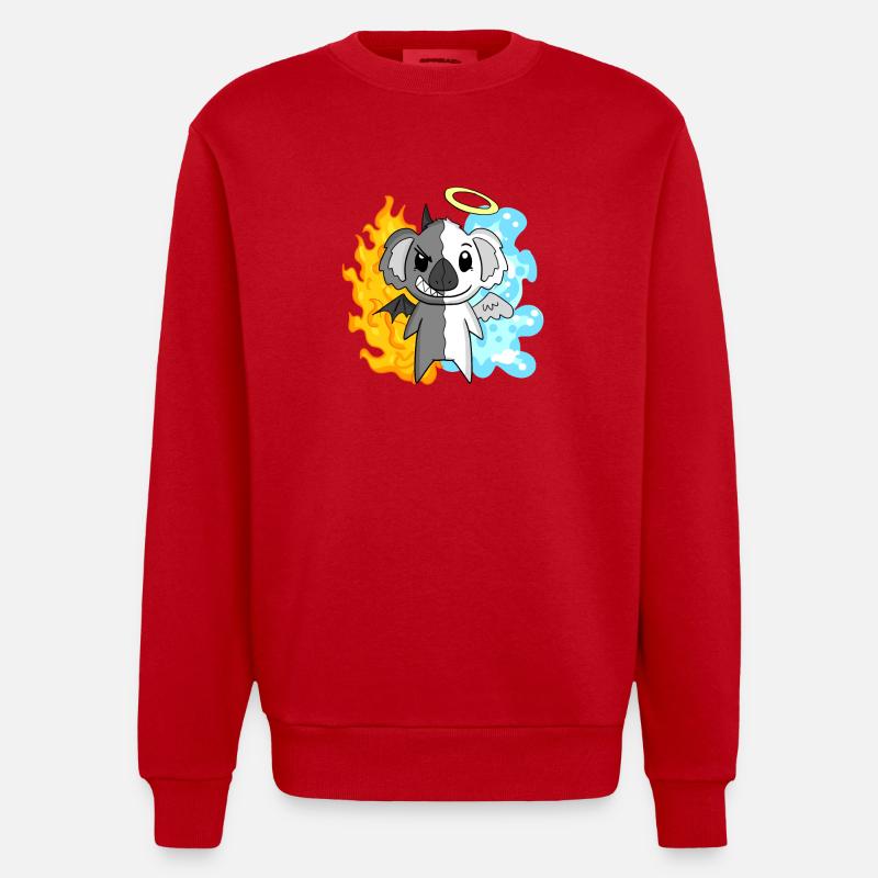 Koala - Angels and Devils - Heavyweight Oversized Organic Crew Neck Made in EU - red