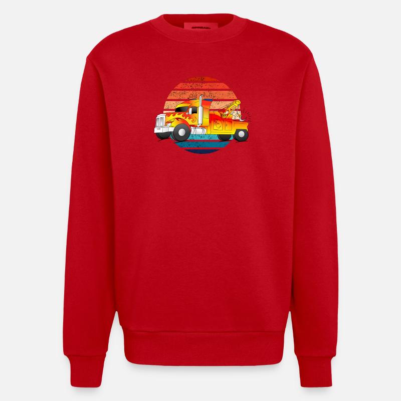 Abschleppwagen Abschleppdienst Abschlepper LKW - Heavyweight Oversized Organic Crew Neck Made in EU - Rot