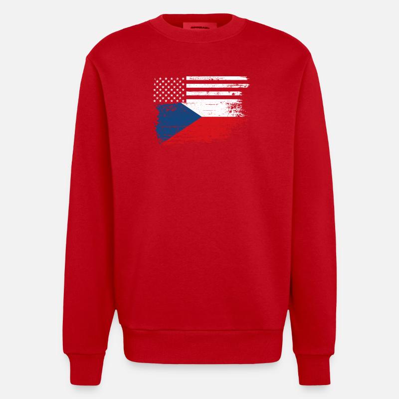 Drapeau Fusion US Tchèque - Sweat bio épais oversize fabriqué en UE - rouge