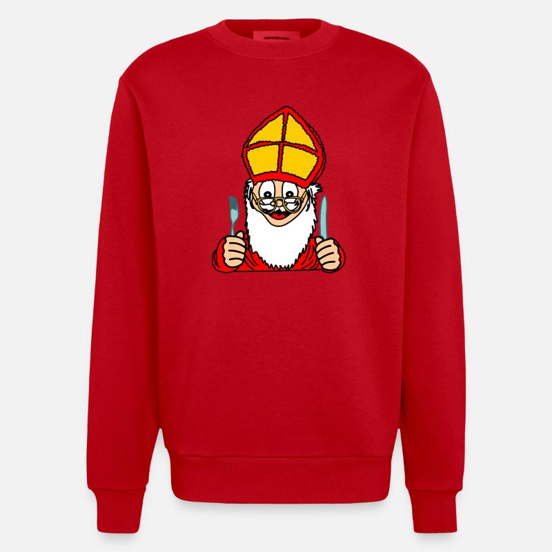 Sinterklaas mit Messer und Gabel - Heavyweight Oversized Organic Crew Neck Made in EU - Rot