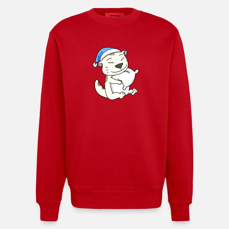Katze Katzenrasse Devon Rex - Heavyweight Oversized Organic Crew Neck Made in EU - Rot