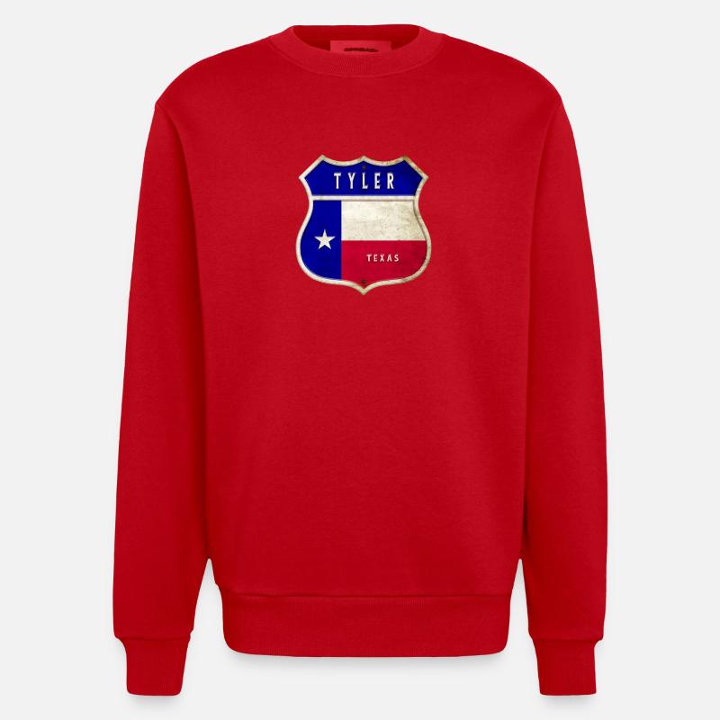 Drapeaux à écusson Tyler Texas - Sweat bio épais oversize fabriqué en UE - rouge