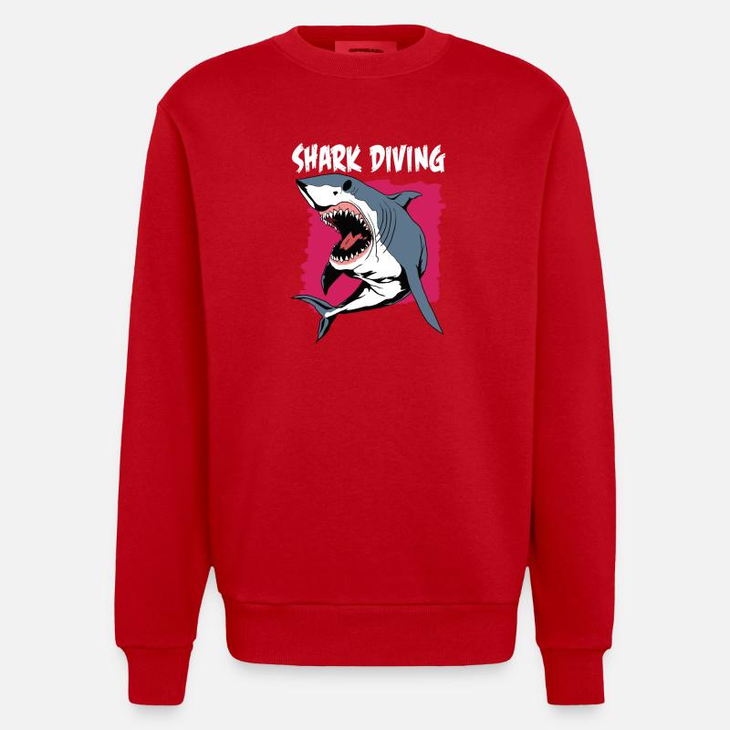 Shark Diving | Plongée Avec Les Requins - Sweat bio épais oversize fabriqué en UE - rouge