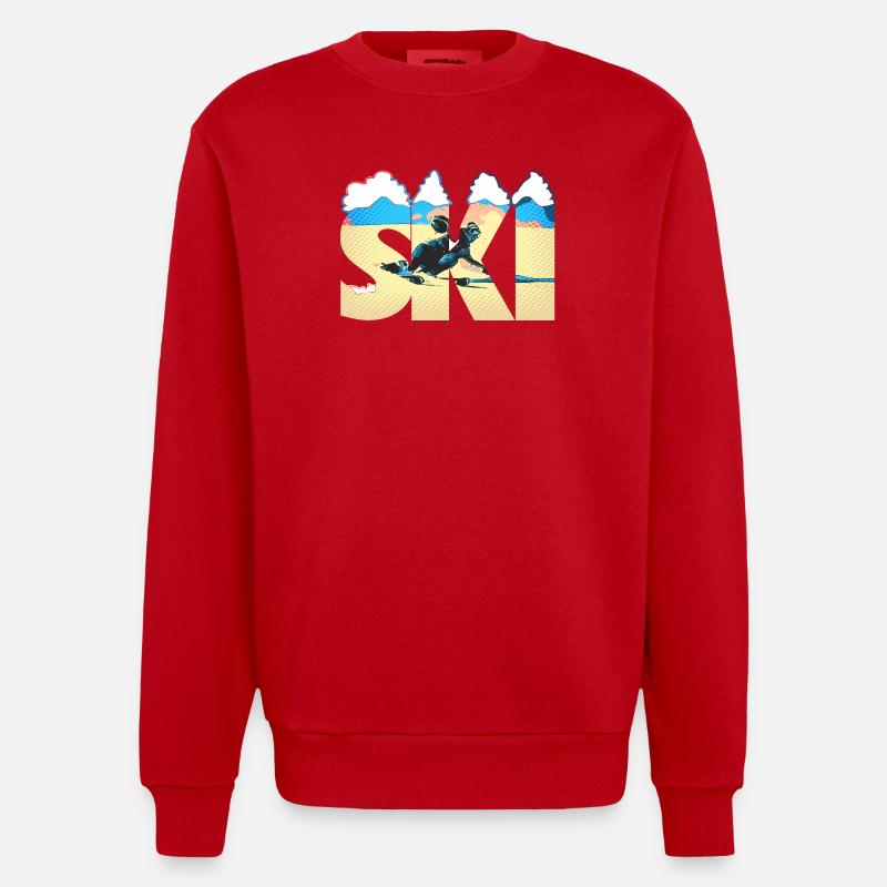 Ski Pop Art Côte - Sweat bio épais oversize fabriqué en UE - rouge