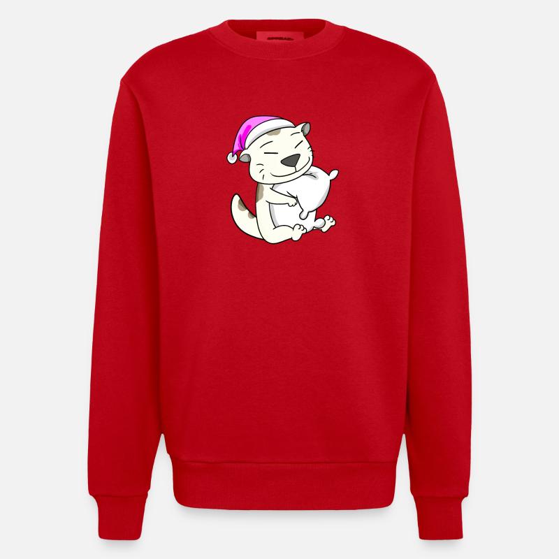Cat cat breed Devon Rex - Heavyweight Oversized Organic Crew Neck Made in EU - red