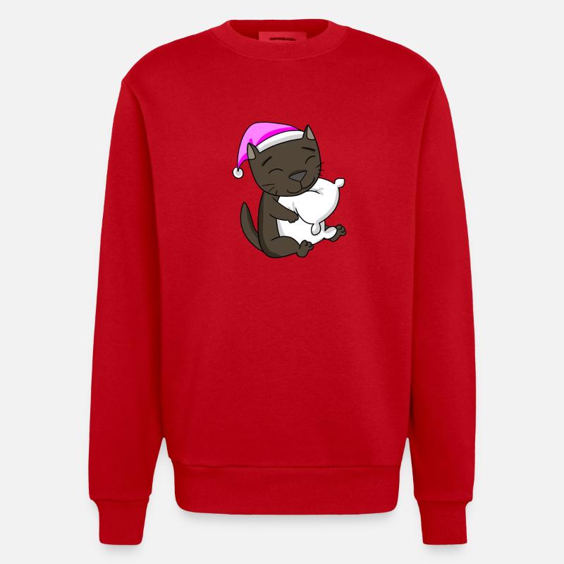 Chat race de chat La Havane - Sweat bio épais oversize fabriqué en UE - rouge