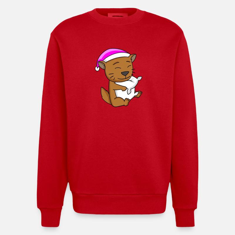 Chat race de chat Somali - Sweat bio épais oversize fabriqué en UE - rouge