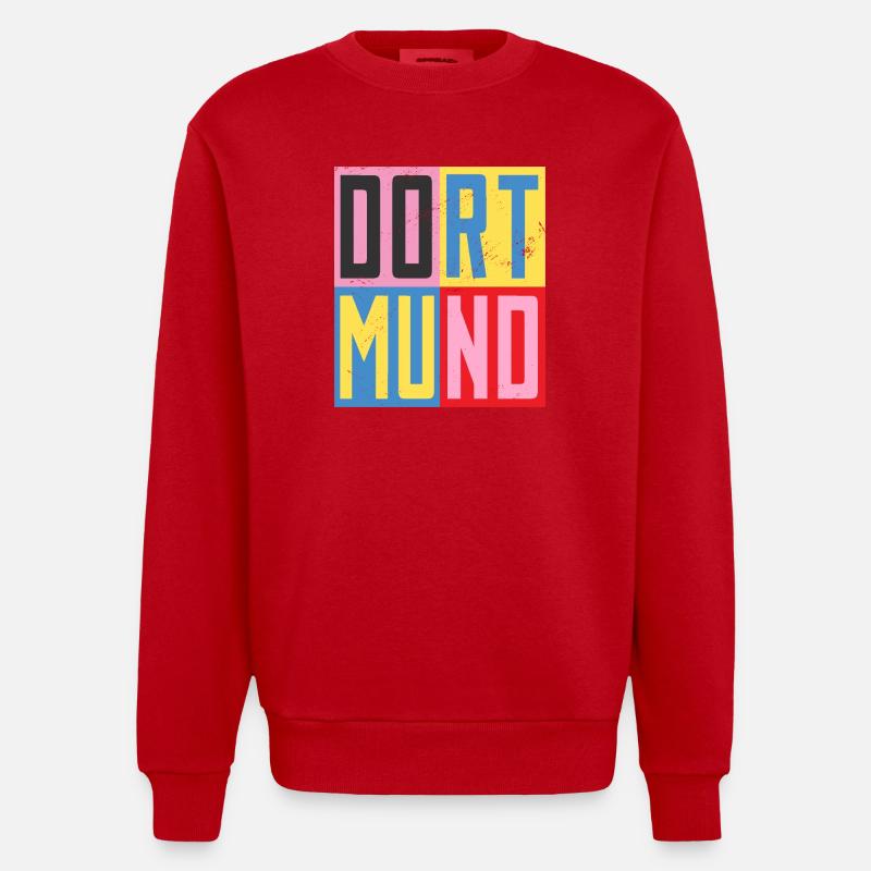 Dortmunder Städte Design - Heavyweight Oversized Organic Crew Neck Made in EU - Rot