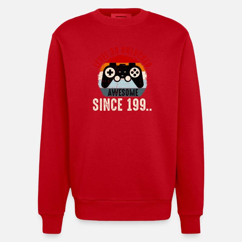 Manette rétro débloquée niveau 30 - Sweat bio épais oversize fabriqué en UE - rouge