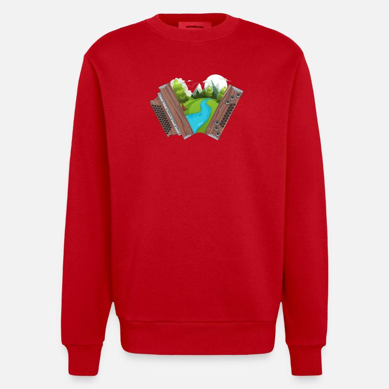 Styrian Harmonica Home | ZiachON! - Heavyweight Oversized Organic Crew Neck Made in EU - red