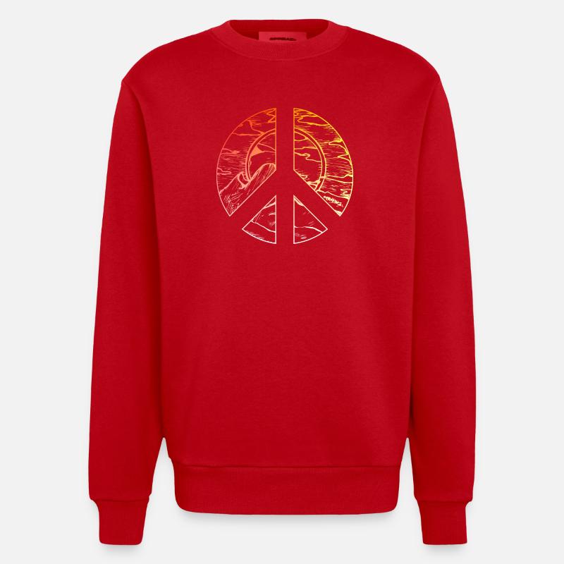 Friedenszeichen Peace Design - Heavyweight Oversized Organic Crew Neck Made in EU - Rot