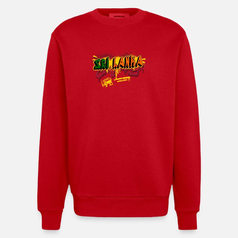 Sri Lanka Graffiti Design - Heavyweight Oversized Organic Crew Neck Made in EU - Rot