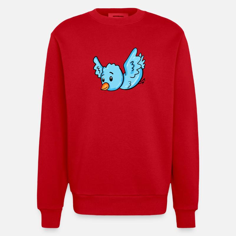 Vogel Blau - Heavyweight Oversized Organic Crew Neck Made in EU - Rot