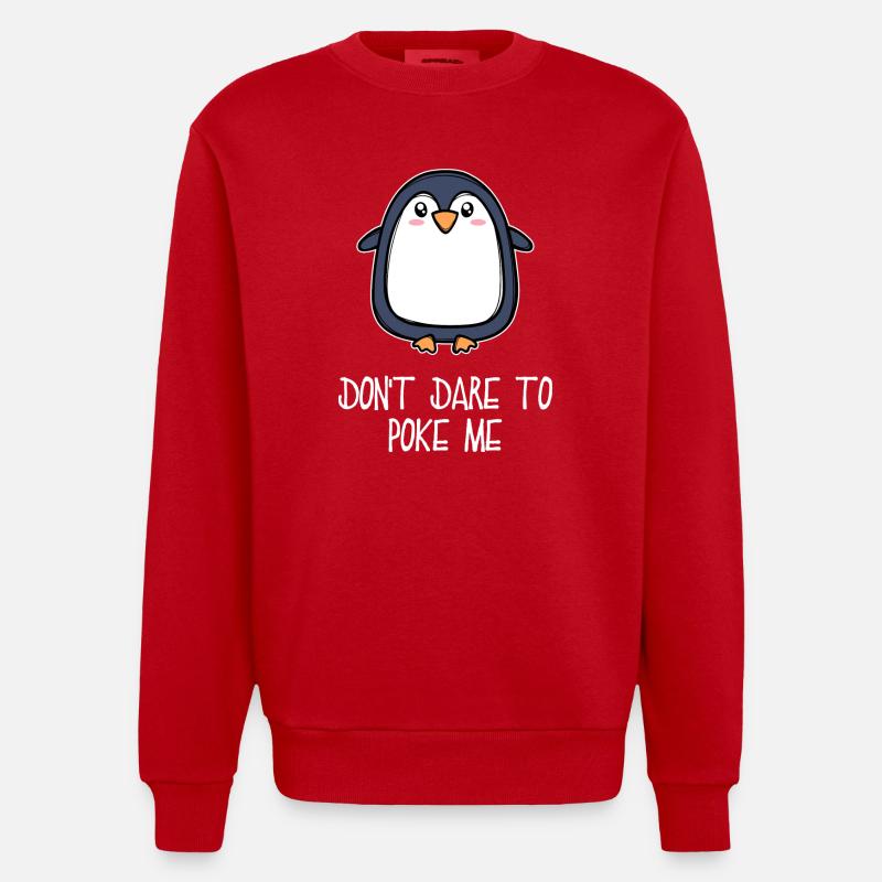 Antarktis Tier süß Pinguin Seevogel Statement - Heavyweight Oversized Organic Crew Neck Made in EU - Rot