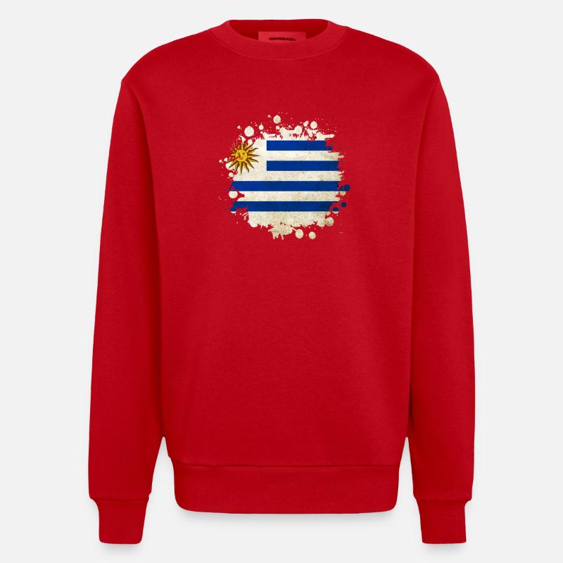 Uruguay Klecks Flaggen Design - Heavyweight Oversized Organic Crew Neck Made in EU - Rot