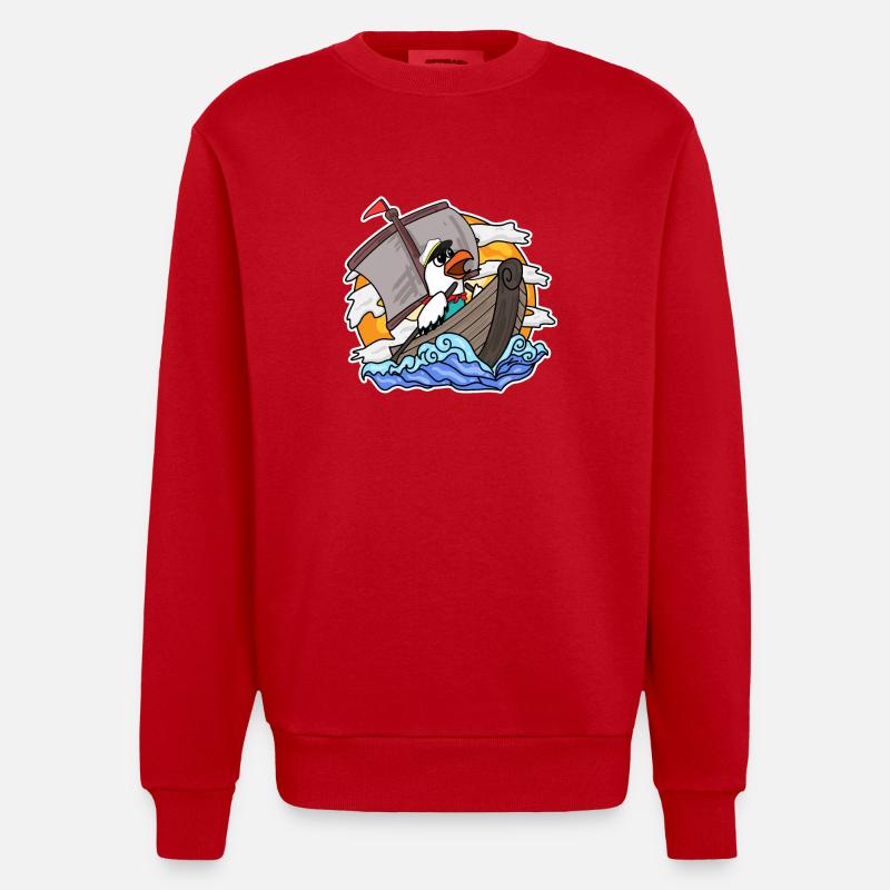 Möwe im Boot - Heavyweight Oversized Organic Crew Neck Made in EU - Rot